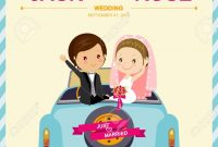 Cute Bride And Groom In Wedding Car Wedding Invitation Template throughout size 882 X 1300