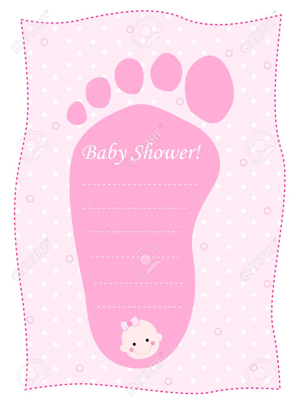 Cute Feet Shaped Ba Shower Invitation Card Template In Pink in dimensions 962 X 1300