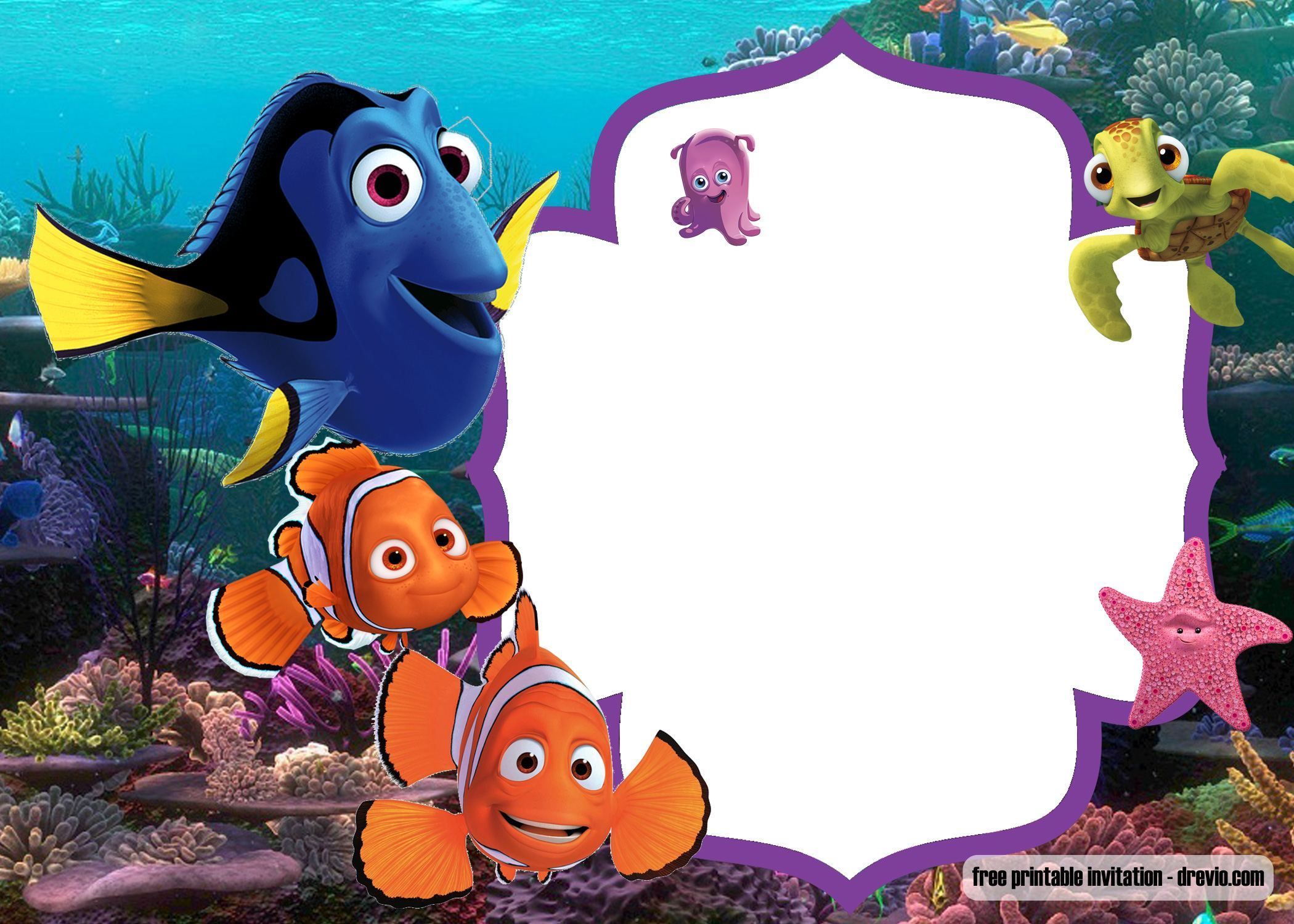 Cute Finding Nemo Template For The Birthday Free Printable within sizing 2100 X 1500