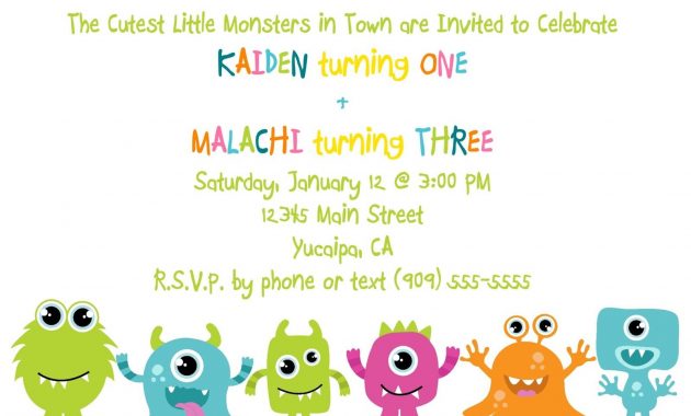 Cute Little Monster Birthday Invitation Printable Free within dimensions 1600 X 1280