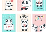 Cute Panda Invitation Cards Template Set Vector Image in proportions 1000 X 1080