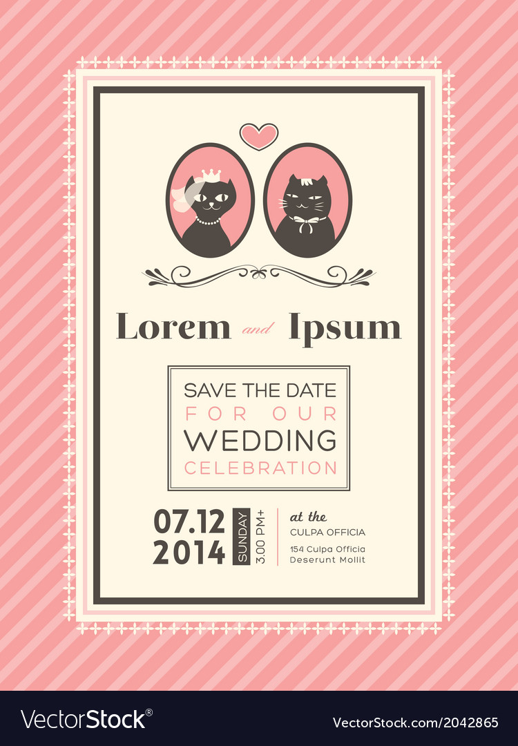 Cute Wedding Invitation Design Frame Template Vector Image with regard to size 750 X 1080