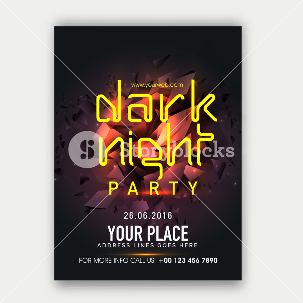 Dark Night Party Template Dance Party Flyer Musical Party Banner with measurements 1000 X 1000