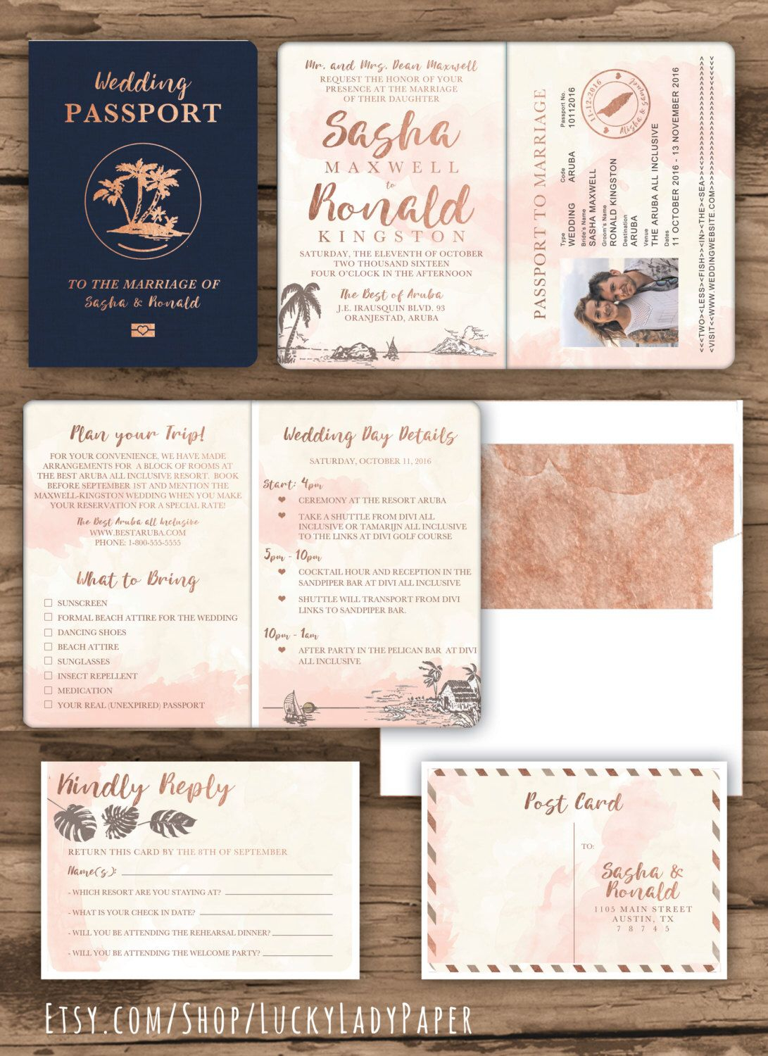 Destination Wedding Invitation Passport Invitation Tropical throughout size 1091 X 1500