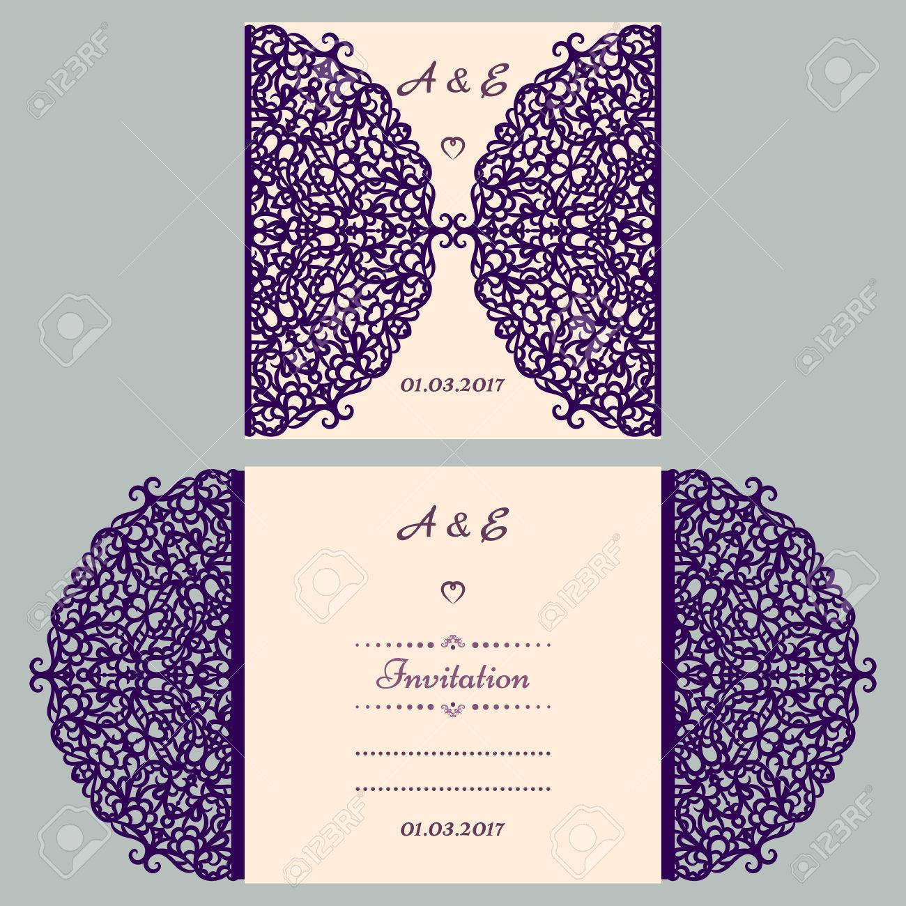 Die Cut Wedding Invitation Card Template Paper Cut Out Card in size 1300 X 1300