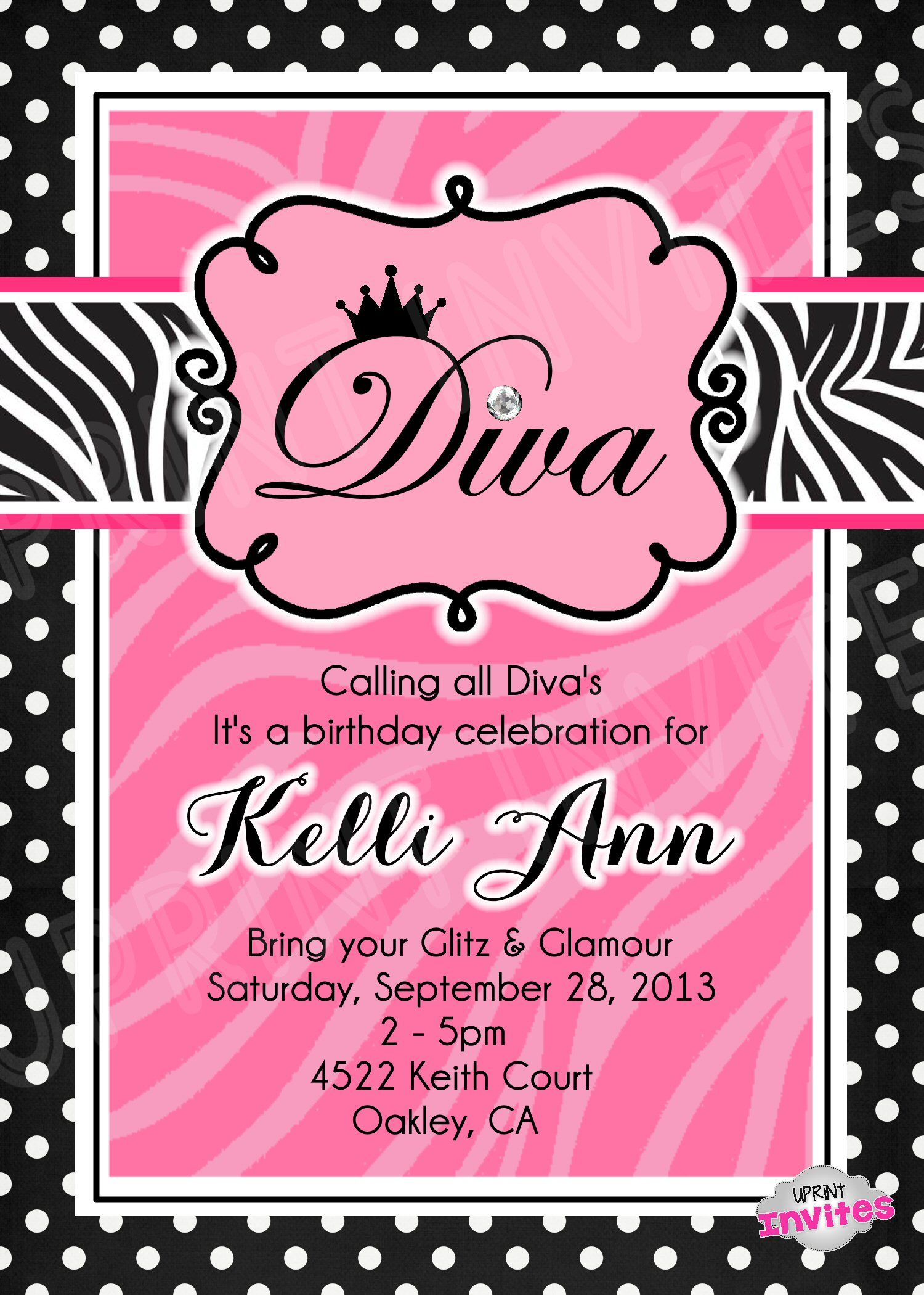 Diva Invitation Template 1500 Wwwfacebookuprintinvitations for size 1500 X 2100