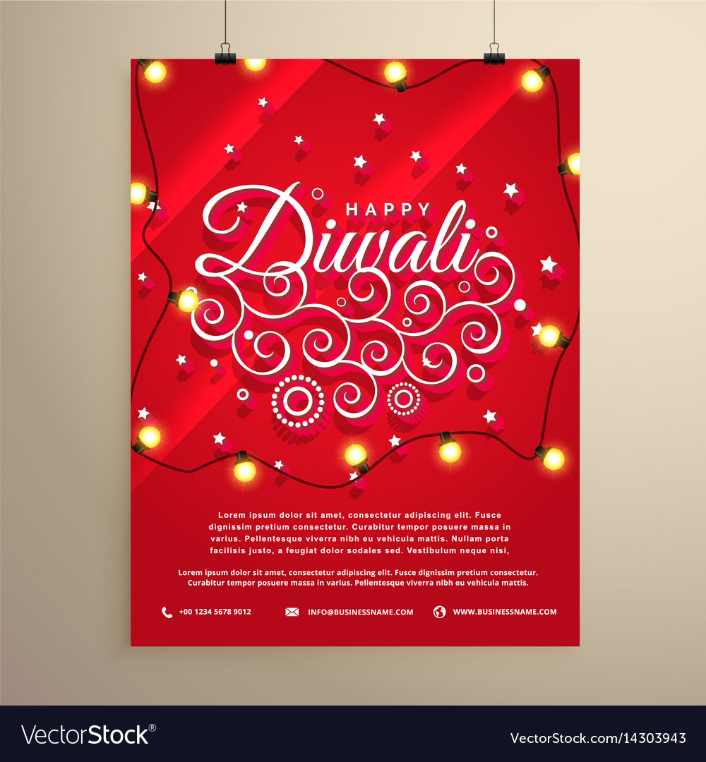 Diwali Flyer Invitation Template For The Festival Vector Image intended for proportions 1000 X 1080