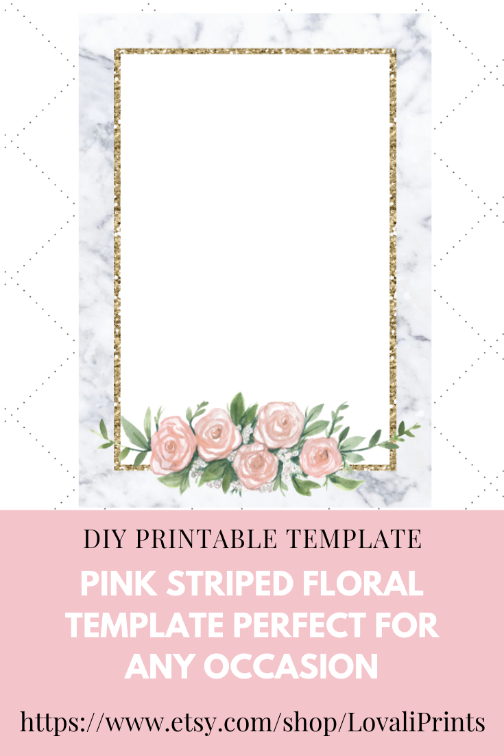 Diy Blank Floral Marble With Gold Border Invitation Template with proportions 735 X 1102