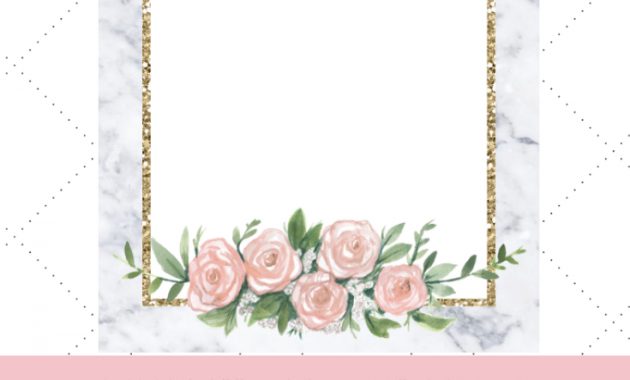 Diy Blank Floral Marble With Gold Border Invitation Template within proportions 735 X 1102