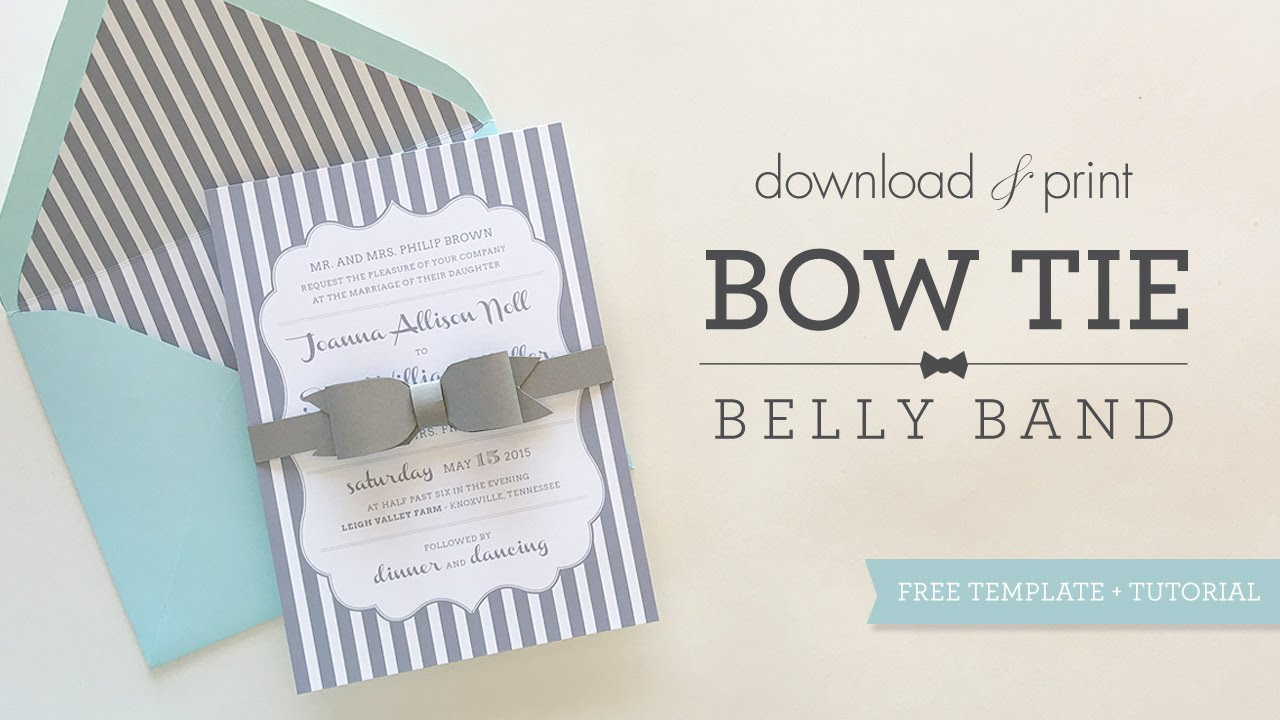 Diy Bow Tie Belly Band Wedding Invitations with dimensions 1280 X 720