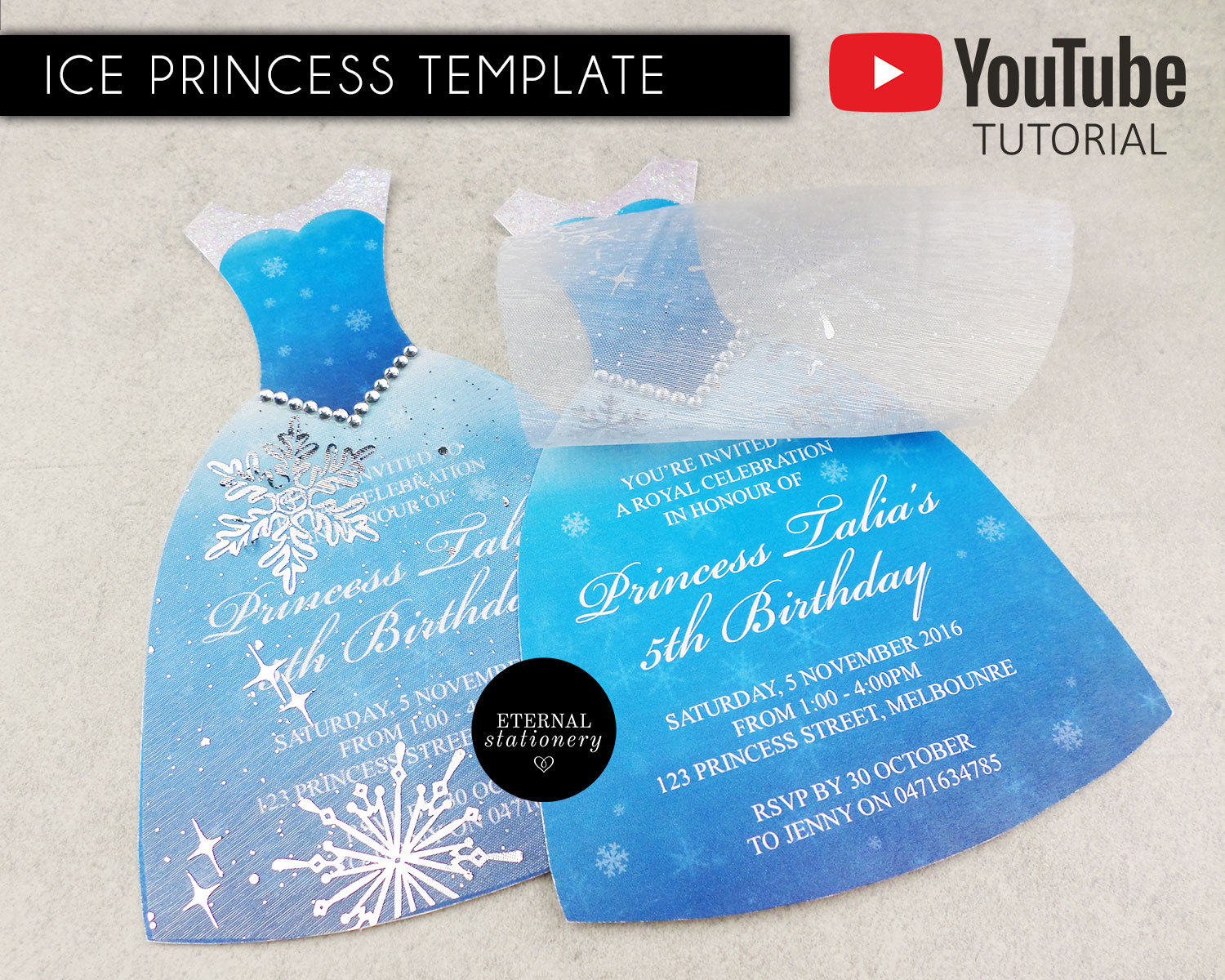 Diy Ice Princess Dress Party Invitation Template Princess Etsy for proportions 1500 X 1200