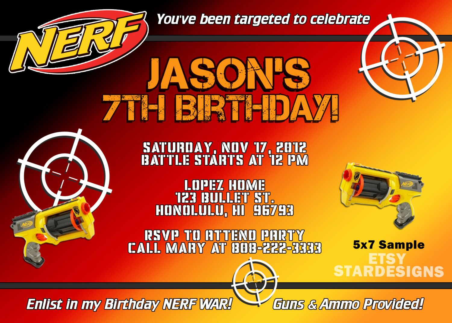 Diy Nerf Boy Party Invitation Self Print Party Ideas Nerf Wars in sizing 1500 X 1071