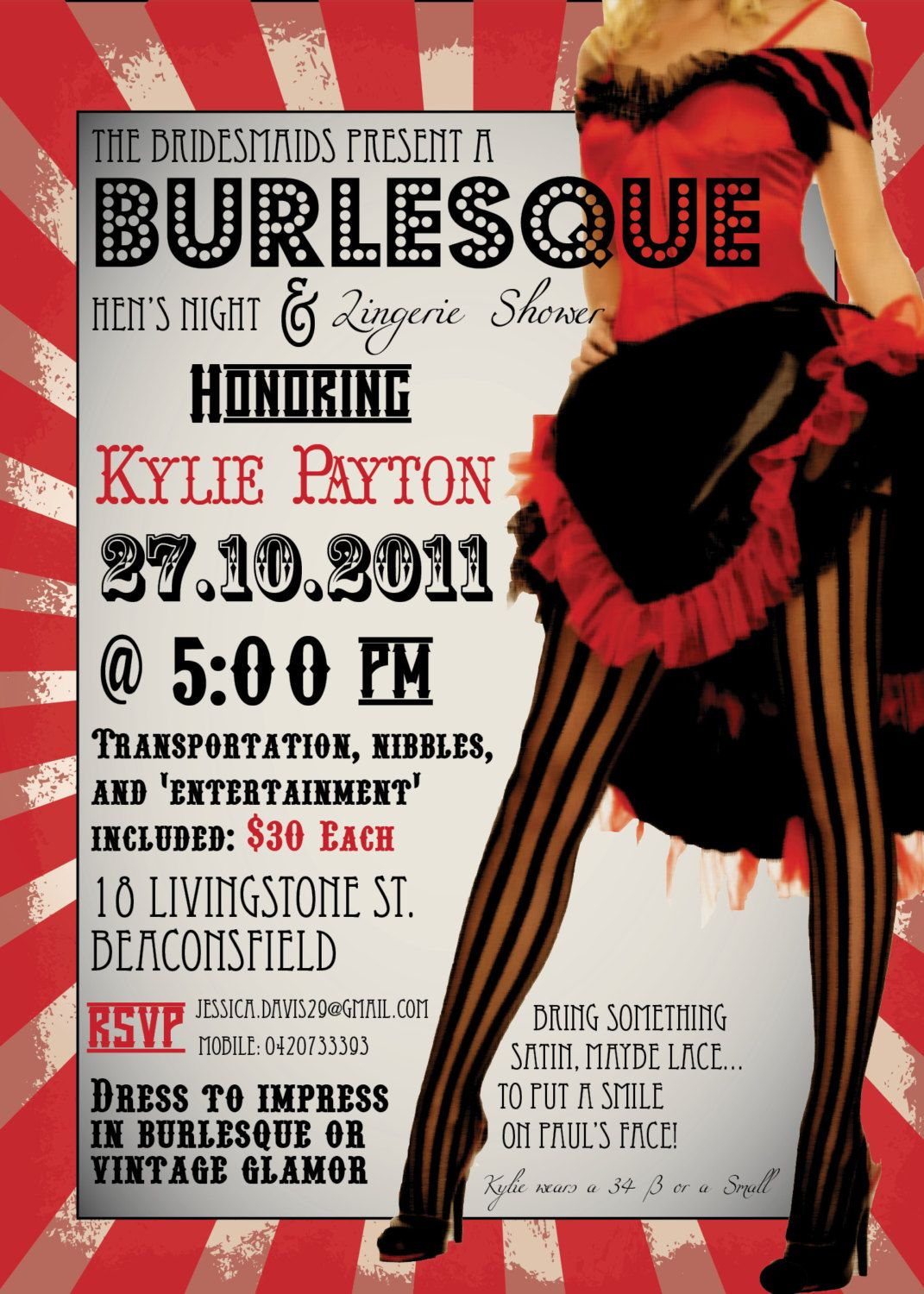 Diy Printable Burlesque Bachelorette Party Invitation 2000 Via with measurements 1071 X 1500