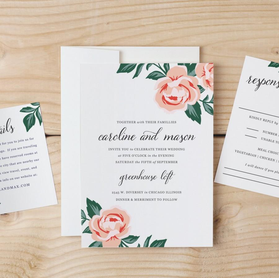 Diy Wedding Invitation Template Colorful Floral Word Or Pages for size 900 X 899