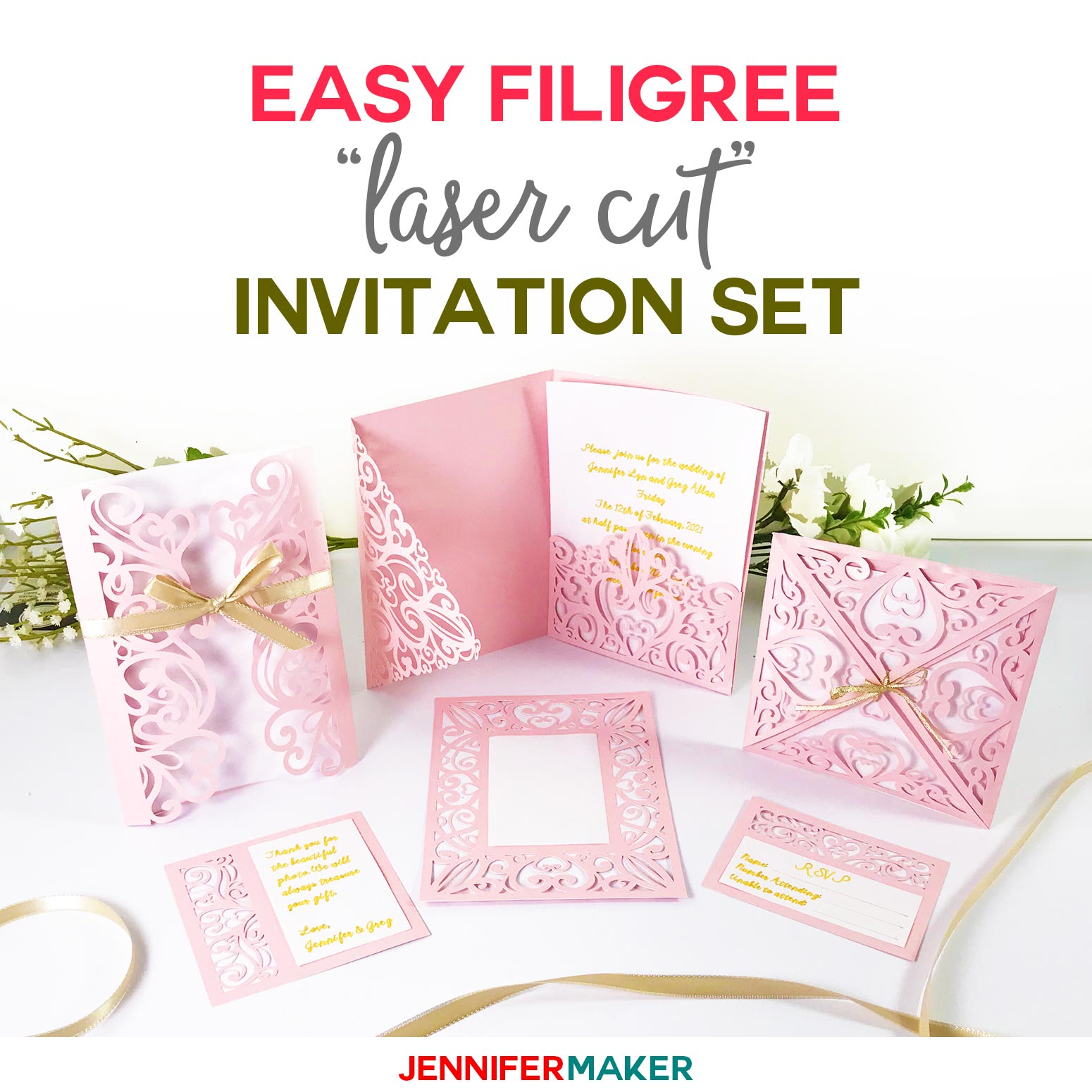 Diy Wedding Invitation Templates Free Laser Cut Set Jennifer Maker throughout size 1550 X 1550
