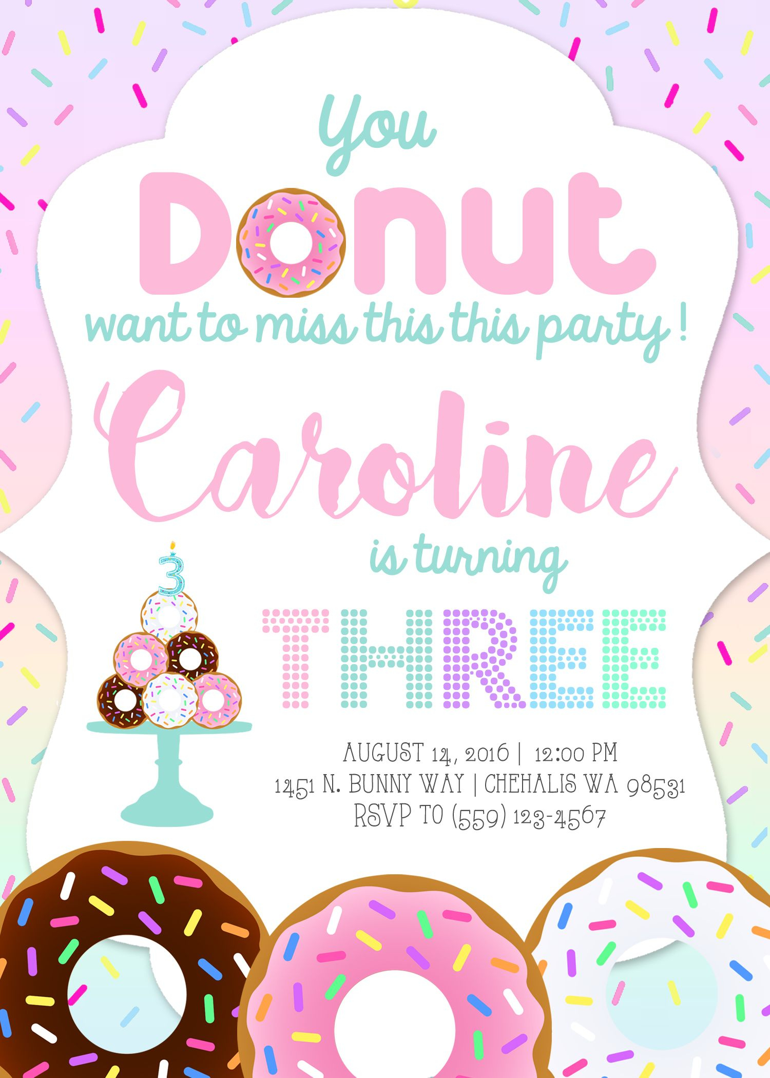 Donut Invitation Template Invitation Template Ideas intended for measurements 1500 X 2100