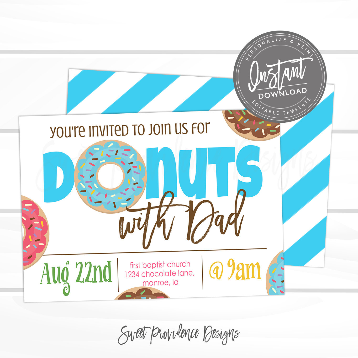 Donuts With Dad Invitation School Flyer Fathers Day Etsy pertaining to dimensions 1500 X 1500