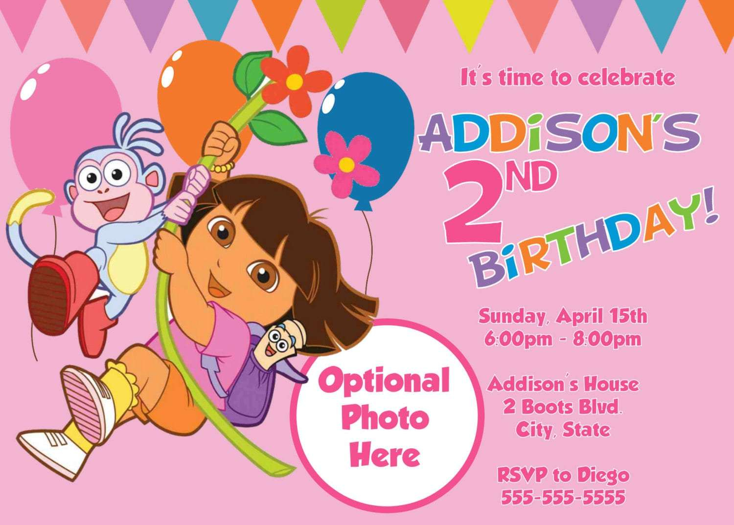 Dora Template Dora Birthday Invitation Template Birthday Card within dimensions 1500 X 1074