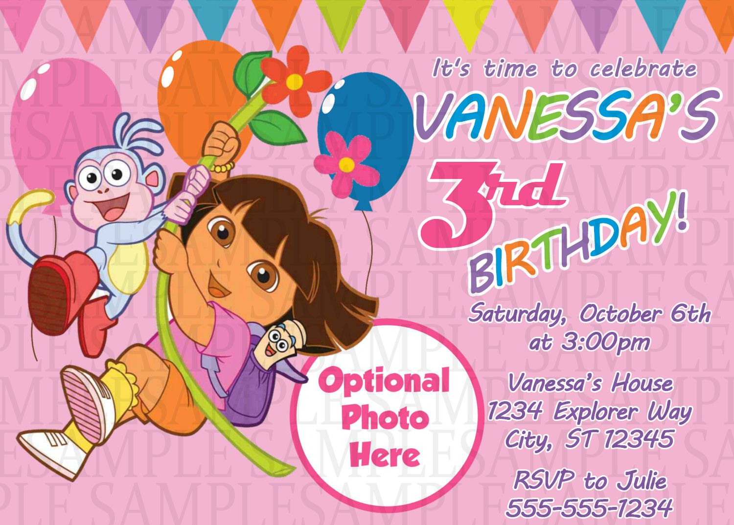 Dora The Explorer Birthday Invitation 11 Kids Birthday with regard to size 1500 X 1074