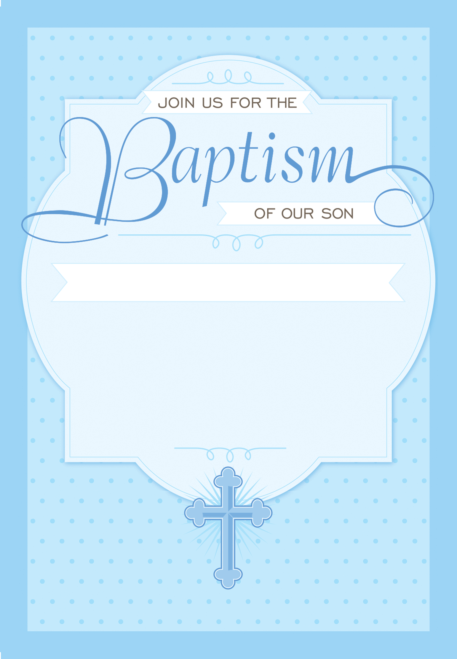 Dotted Blue Free Printable Baptism Christening Invitation in size 1542 X 2220