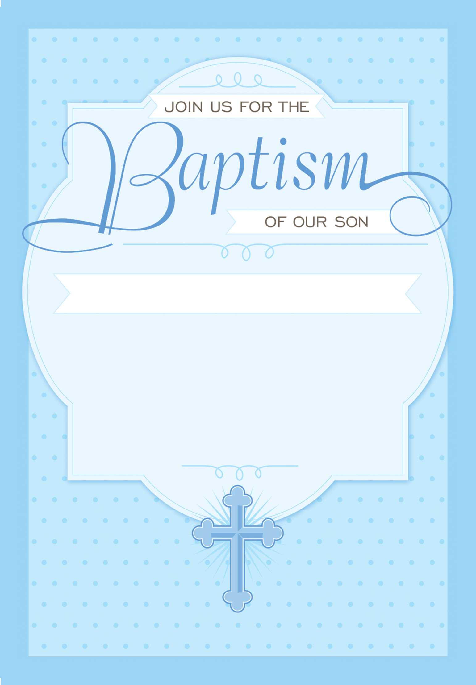 Dotted Blue Free Printable Baptism Christening Invitation pertaining to size 1542 X 2220