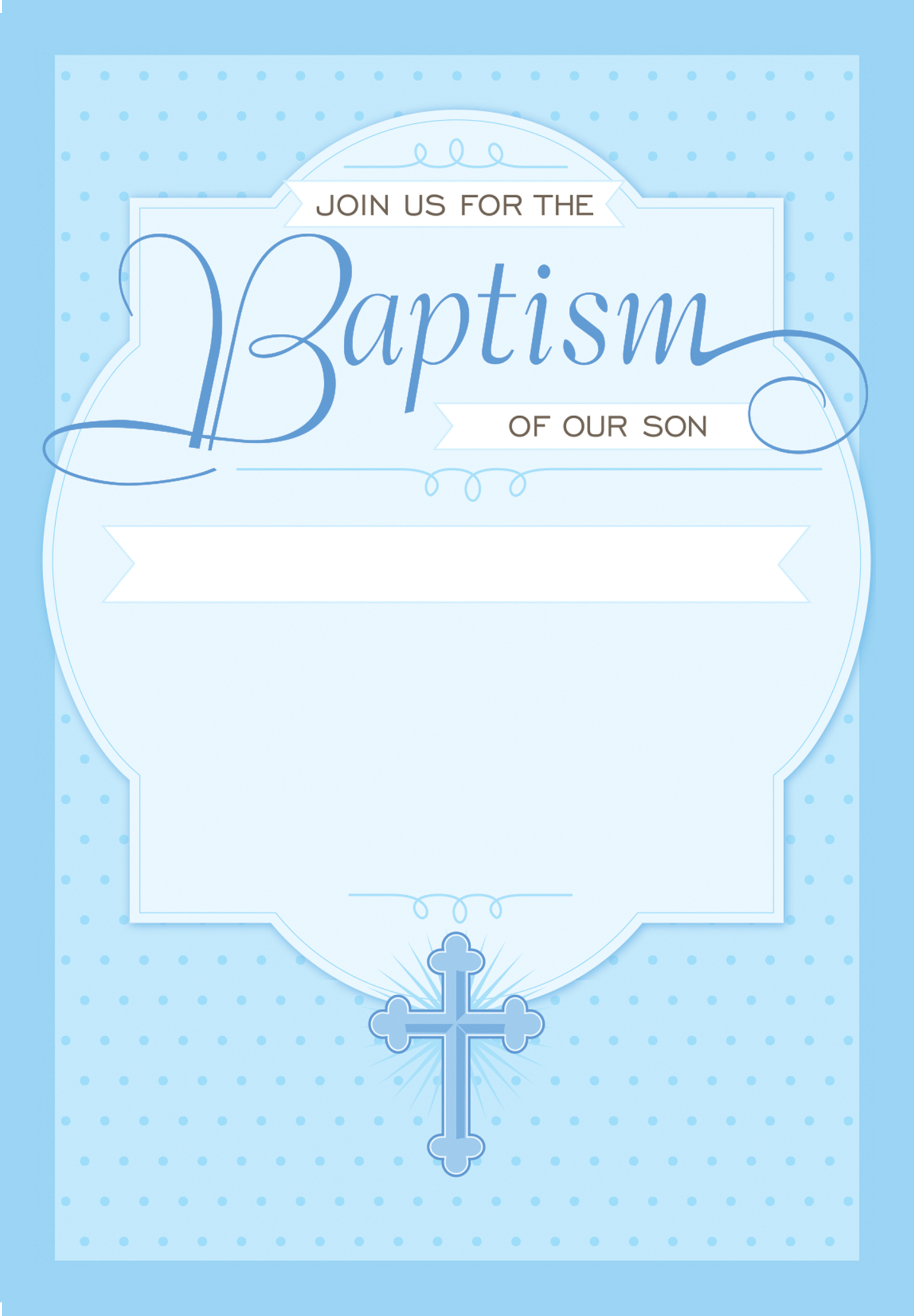 Dotted Blue Free Printable Baptism Christening Invitation with size 1542 X 2220