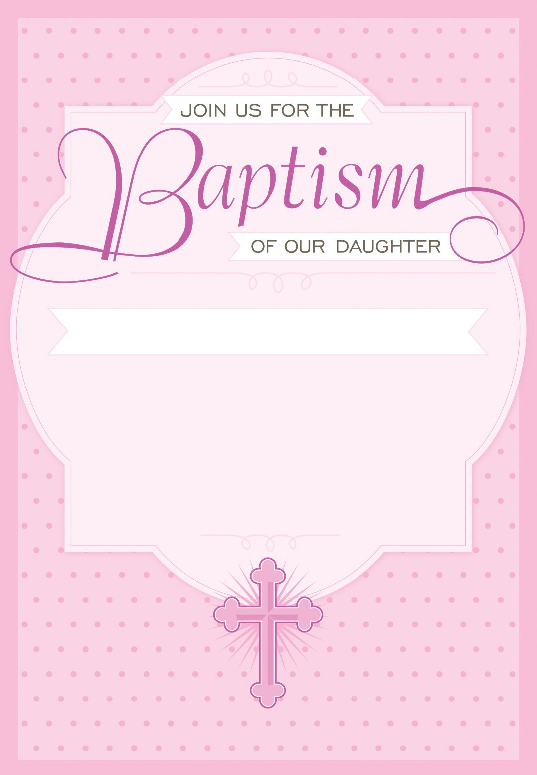 Dotted Pink Free Printable Baptism Christening Invitation throughout measurements 1080 X 1560