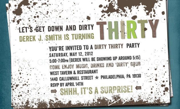 Down Dirty The Dirty Thirty 30th Birthday Party Invite Surprise with measurements 1500 X 1500