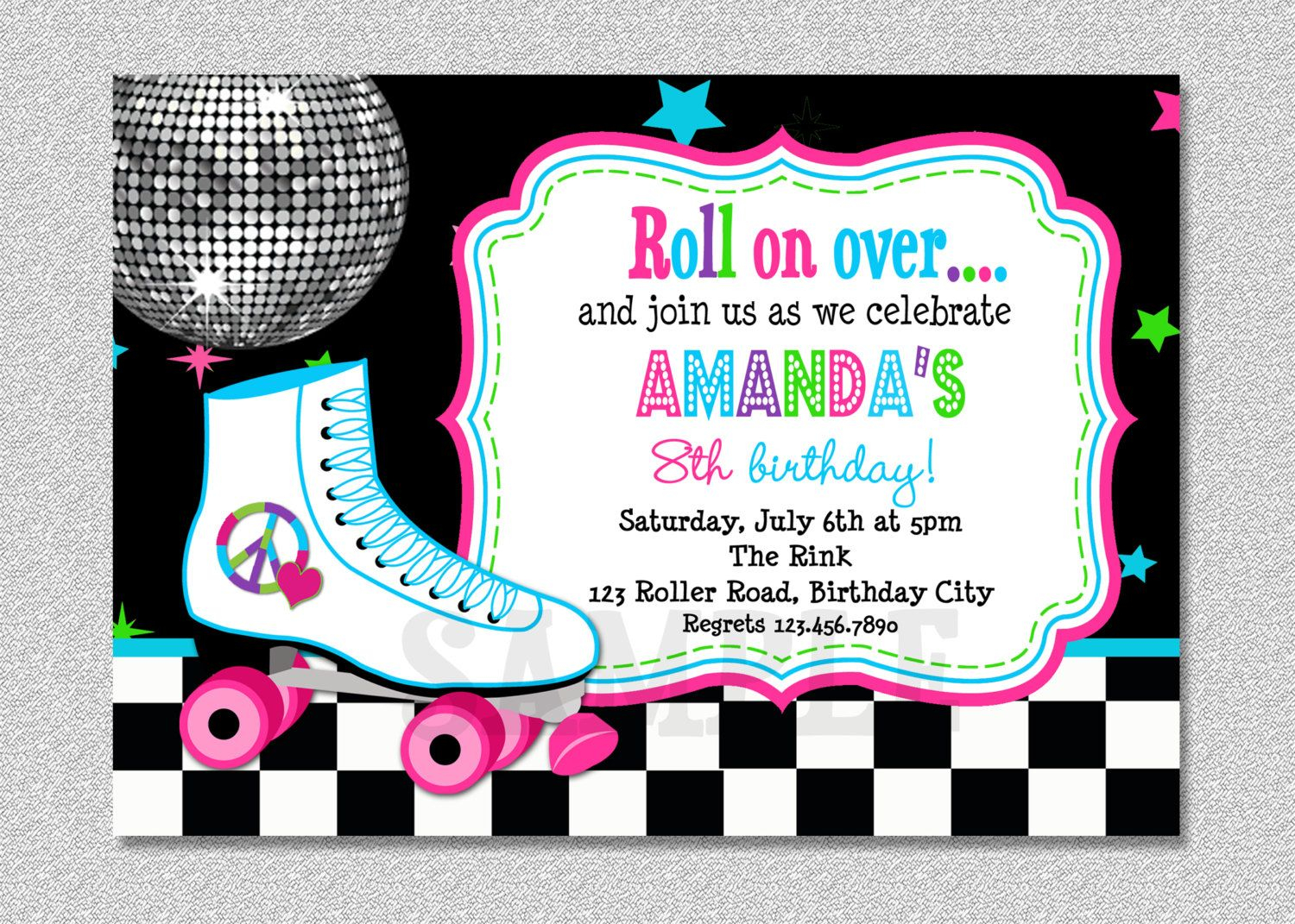 Download Free Template Free Printable Roller Skating Birthday Party for size 1500 X 1071