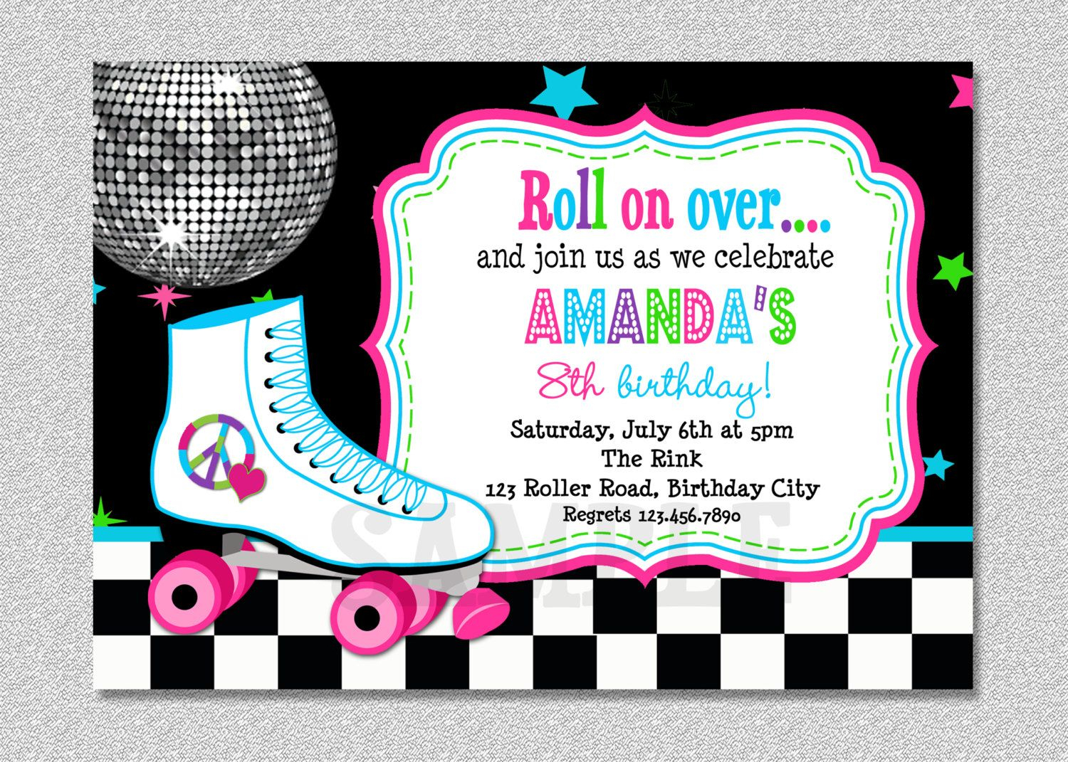 Download Free Template Free Printable Roller Skating Birthday Party throughout measurements 1500 X 1071