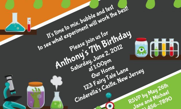 Download Free Template Mad Science Birthday Party Invitations within dimensions 1500 X 1071