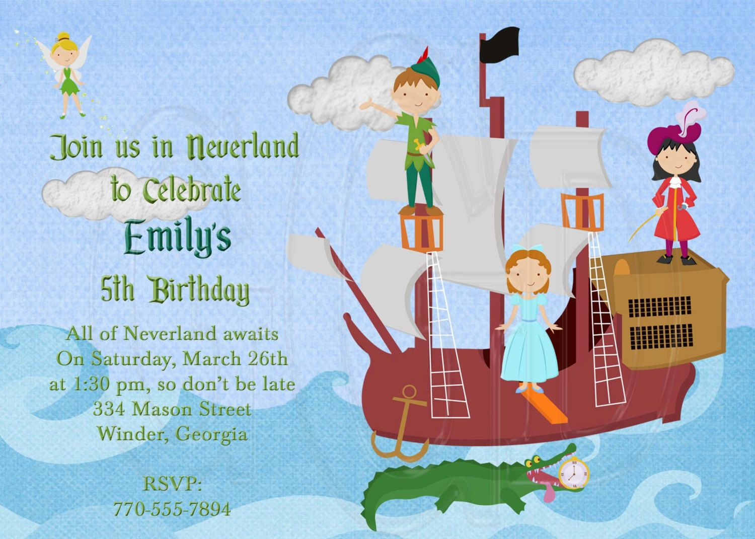 Download Free Template Peter Pan Birthday Party Invitations inside sizing 1500 X 1071