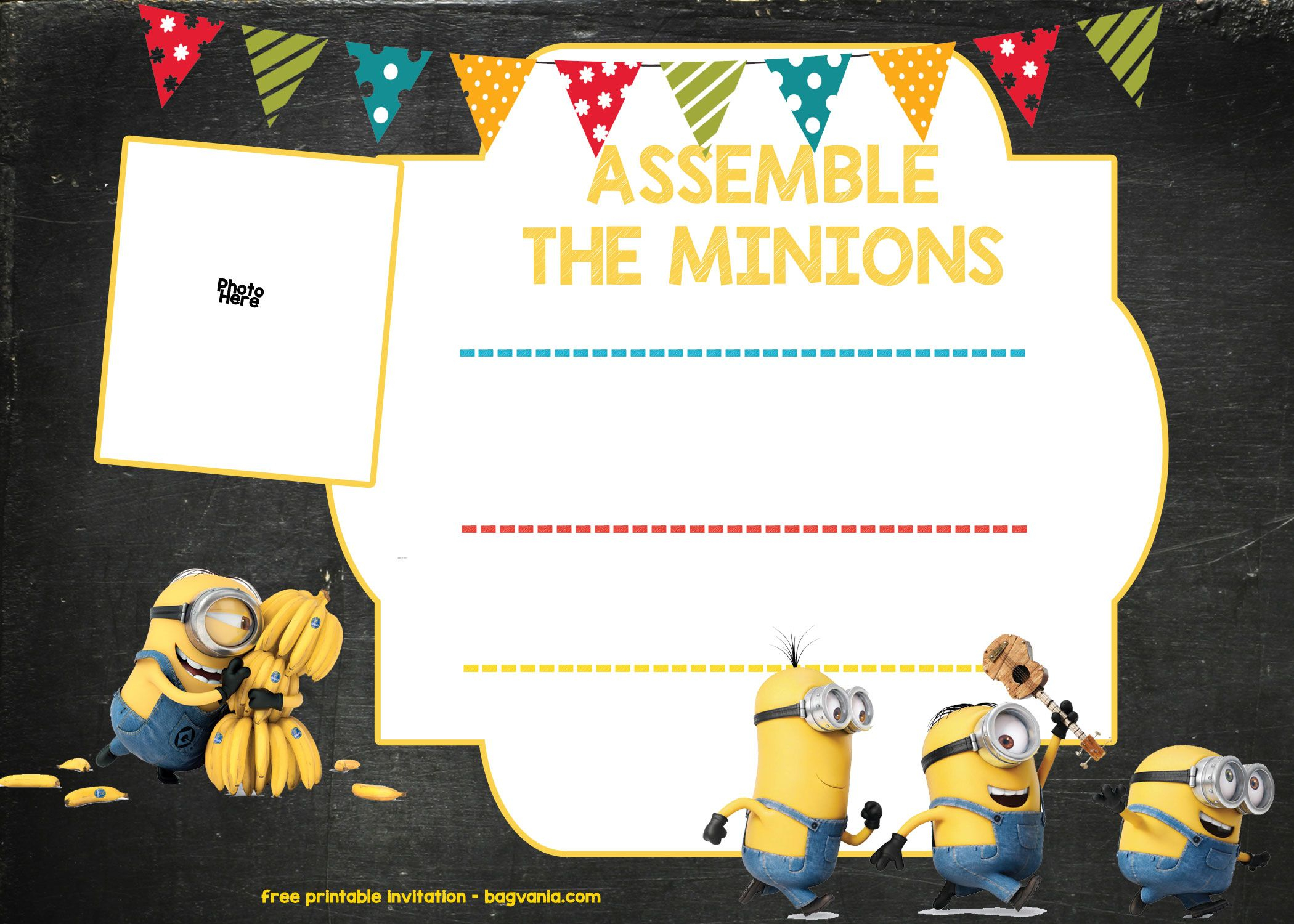 Download Minion Birthday Invitation Template Free Download with regard to dimensions 2100 X 1500