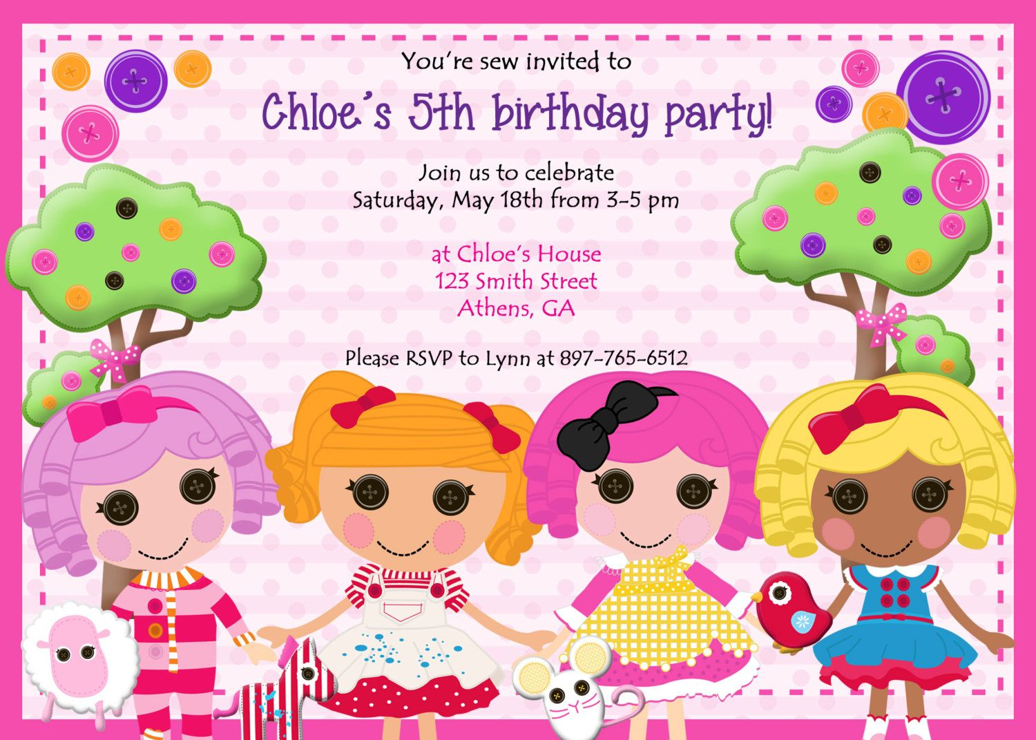 Download Now Free Lalaloopsy Birthday Invitations Bagvania intended for sizing 1500 X 1071