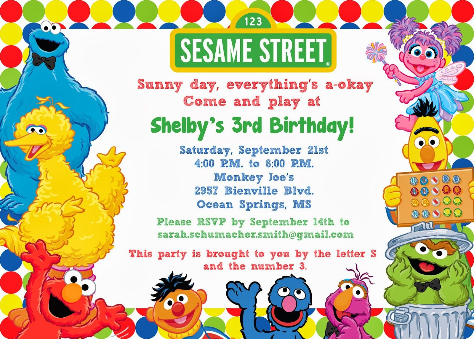 Download Now Free Sesame Street Birthday Invitations Bagvania with measurements 1600 X 1143