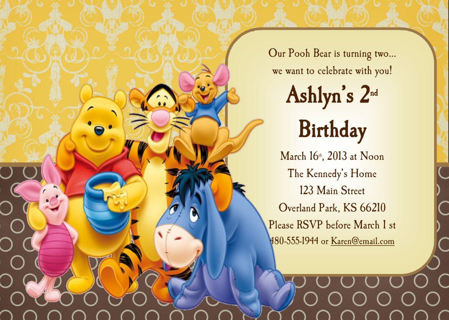 Download Now Free Template Winnie The Pooh 1st Birthday Invitations for proportions 1500 X 1071