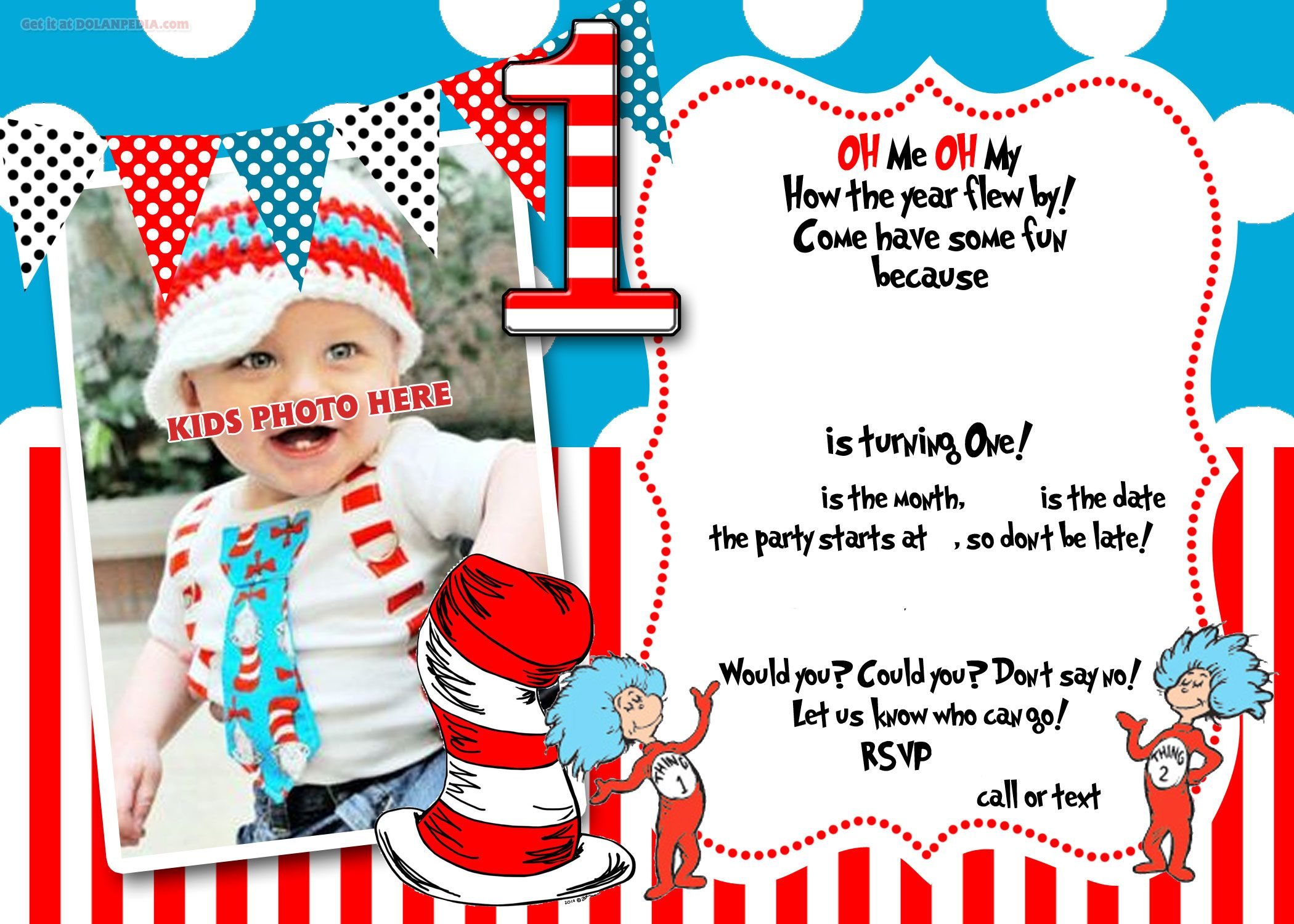 Drseuss 1st Birthday Invitation Template Party Ideas 1st intended for dimensions 2100 X 1500