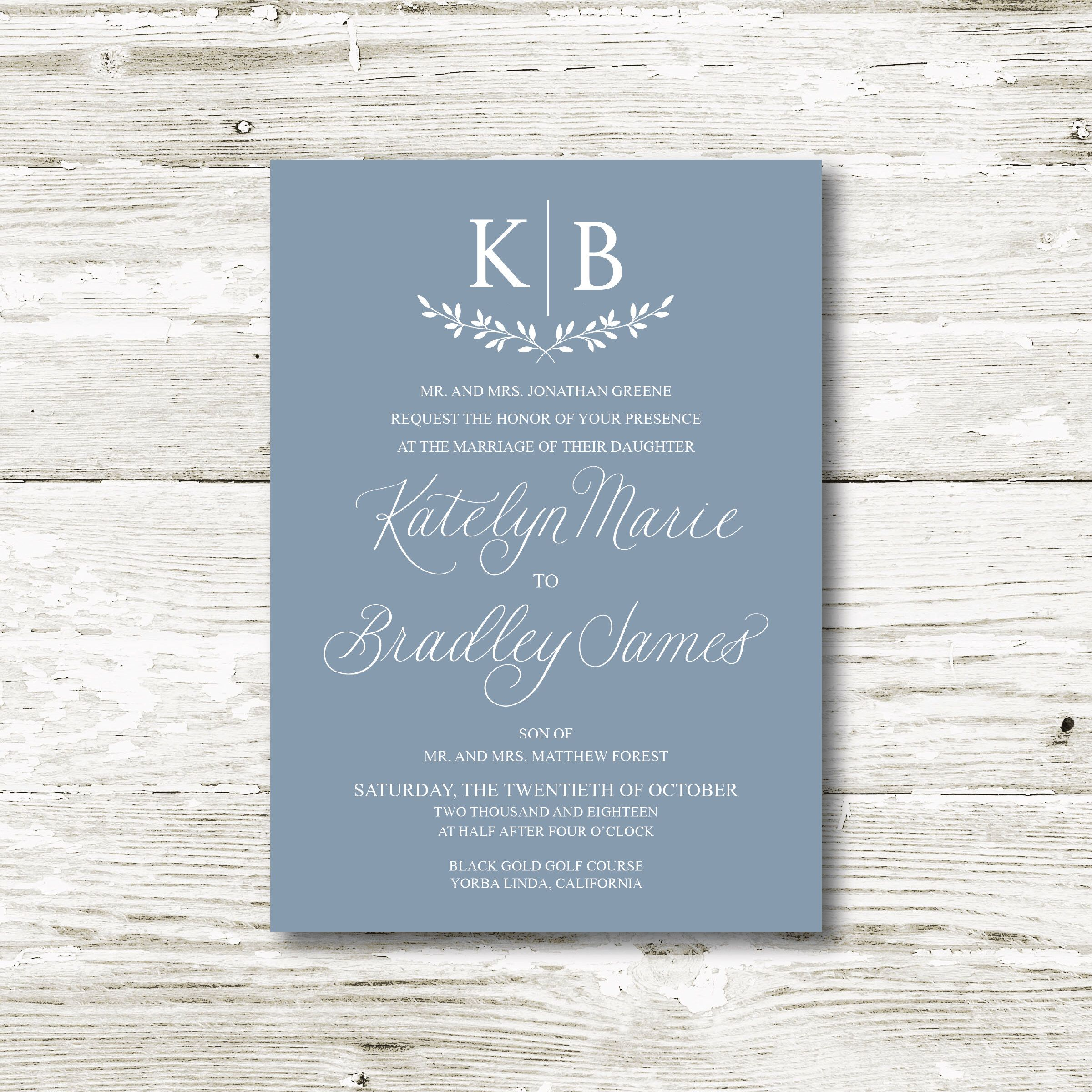 Dusty Blue Monogram Wedding Invitation Template Digital And throughout measurements 2400 X 2400