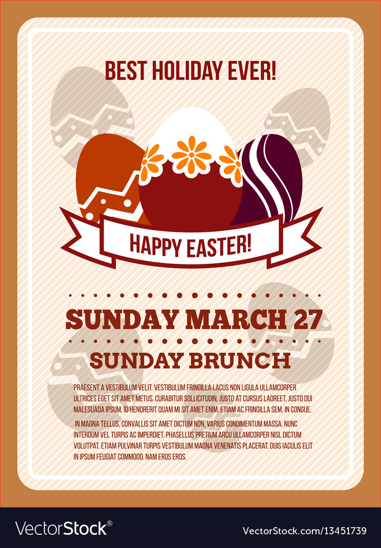 Easter Invitation Flyer Poster Template Royalty Free Vector with regard to size 750 X 1080