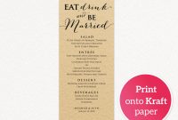 Eat Drink And Be Married Menu Wedding Templates And Printables with regard to sizing 1011 X 800