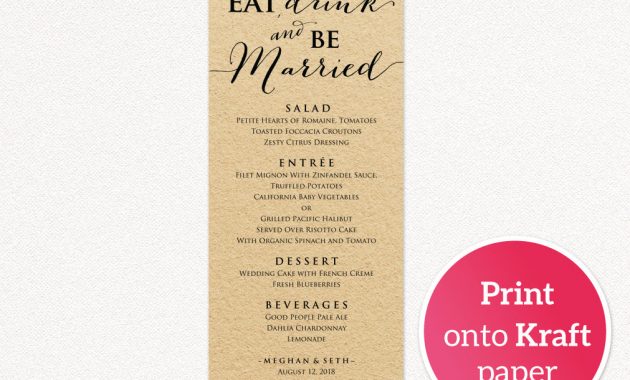 Eat Drink And Be Married Menu Wedding Templates And Printables with regard to sizing 1011 X 800