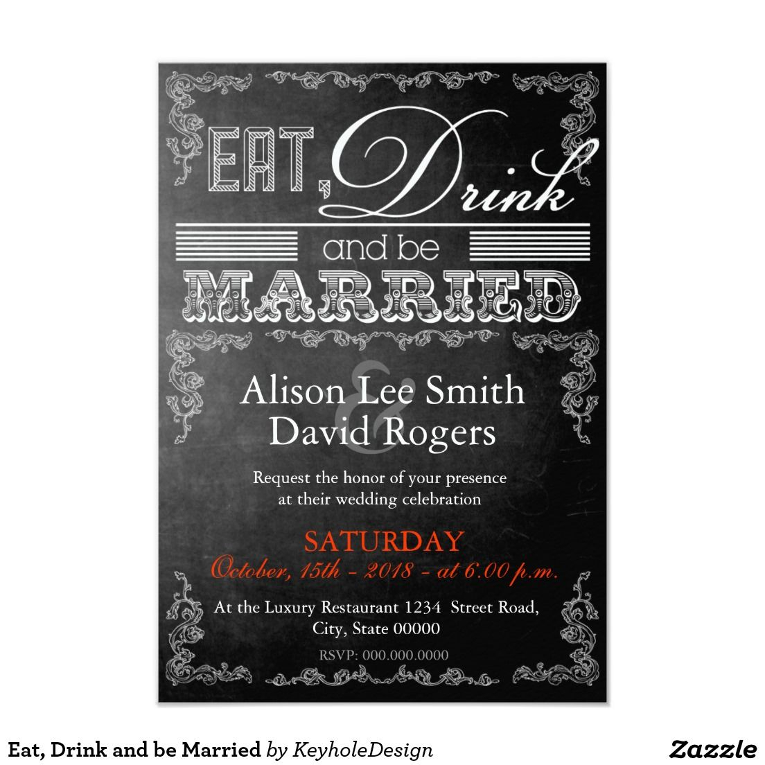 Eat Drink And Sees Married Invitation Zazzle Wedding Eat pertaining to size 1104 X 1104