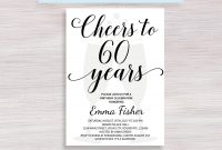 Editable 60th Birthday Invitation Template Cheers To 60 Etsy regarding sizing 1700 X 1500