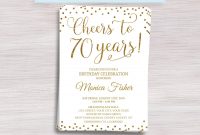 Editable 70th Birthday Party Invitation Template Cheers To 70 Etsy pertaining to size 1700 X 1500