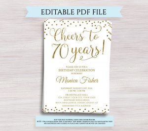 Editable 70th Birthday Party Invitation Template Cheers To 70 Etsy pertaining to size 1700 X 1500