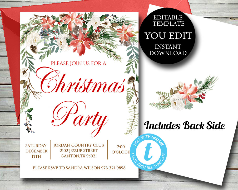 Editable Christmas Party Invitation Editable Invitation Etsy for proportions 1000 X 800