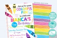 Editable Crayon Art Party Birthday Invitation Template For Etsy for sizing 2700 X 3000