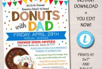 Editable Donuts With Dad Invitation Printable Pta Flyer Fathers with sizing 1500 X 1500