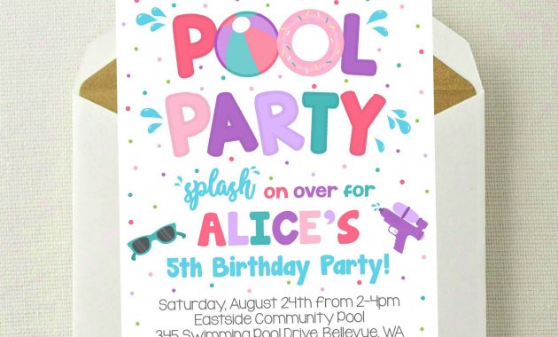 Editable Pool Party Invitation Pool Party Birthday Invitation throughout size 2000 X 2000