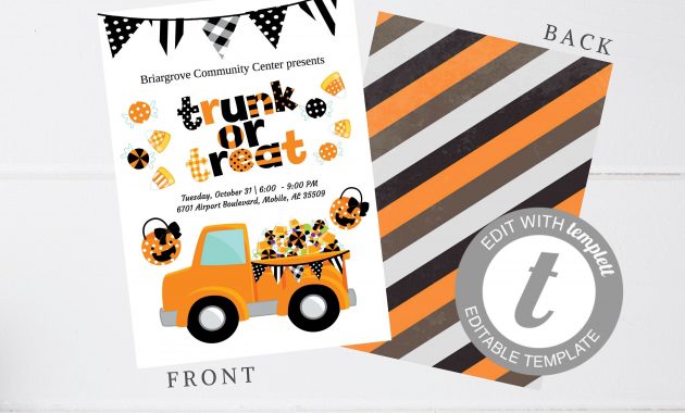 Editable Trunk Or Treat Flyer Halloween Party Halloween For Etsy throughout dimensions 3000 X 2001